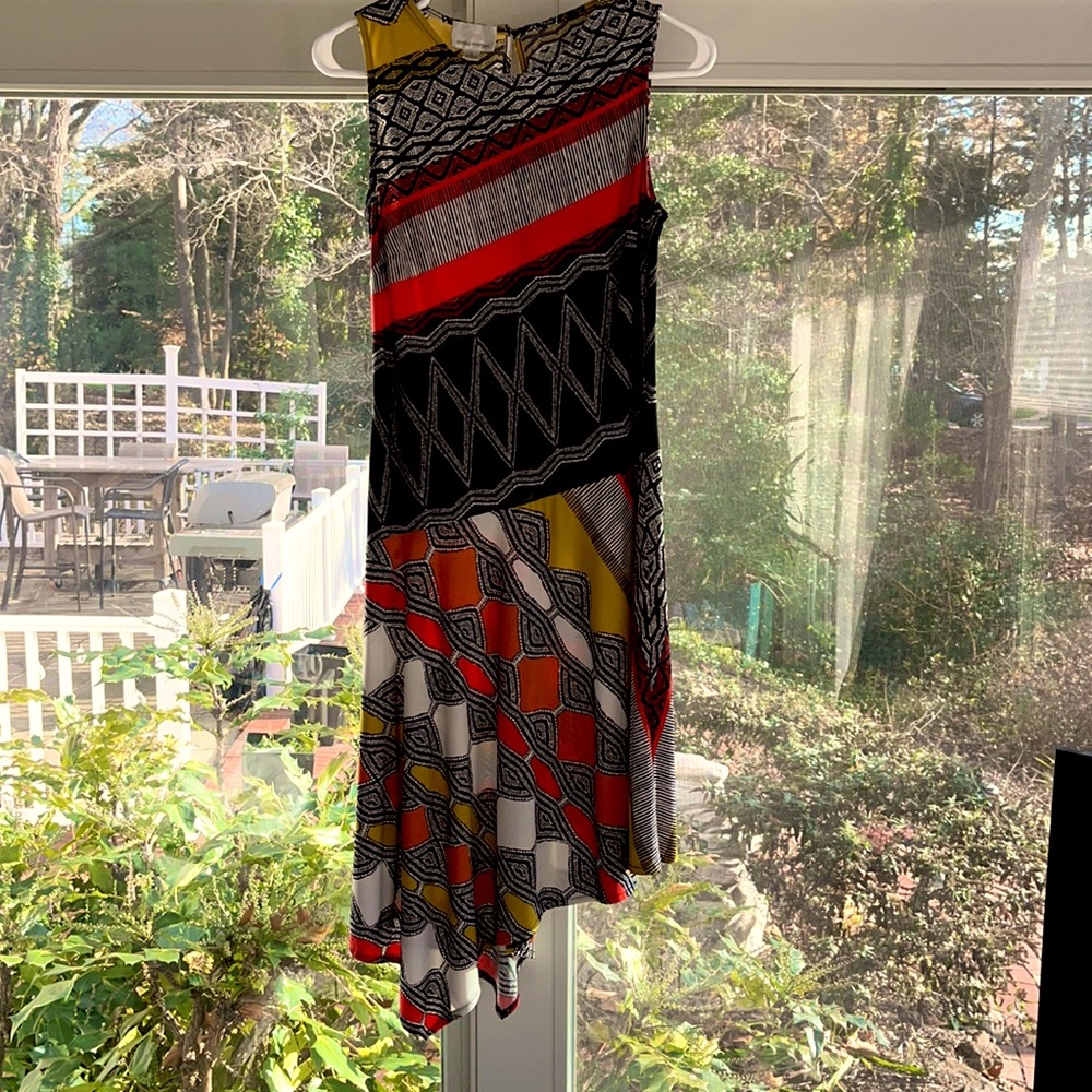 Donna Morgan tribal asymmetrical hem tank dress